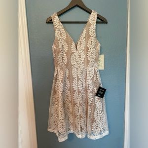 Lulus All Of My Heart White Lace Skater Dress